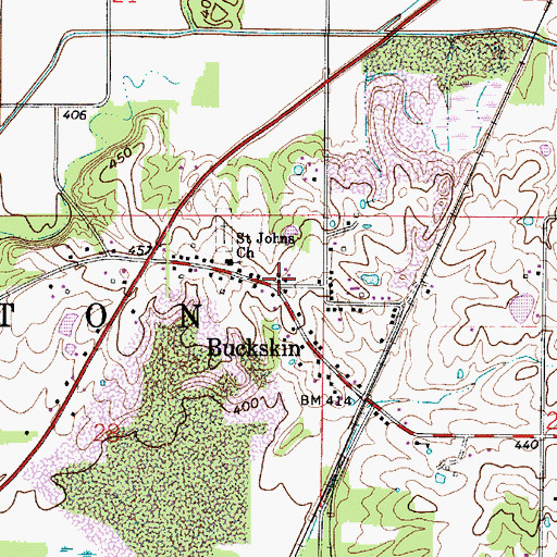 Topographic Map of Buckskin, IN