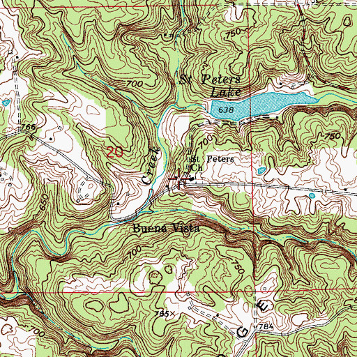 Topographic Map of Buena Vista, IN