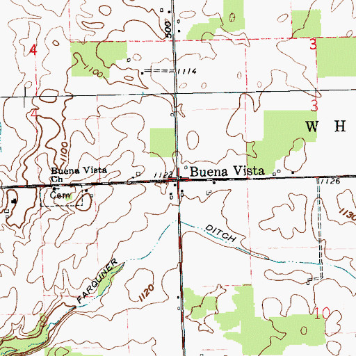 Topographic Map of Buena Vista, IN
