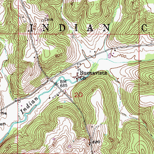 Topographic Map of Buenavista Church, IN