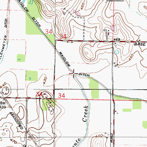 Topographic Map of Buente Creek, IN