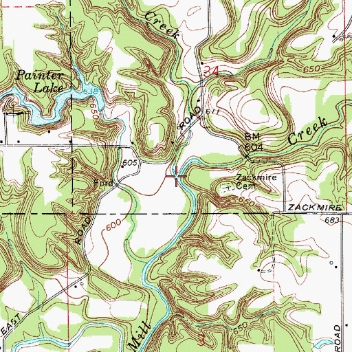 Topographic Map of Buffalo Branch, IN