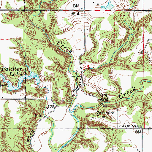 Topographic Map of Buffalo Creek, IN