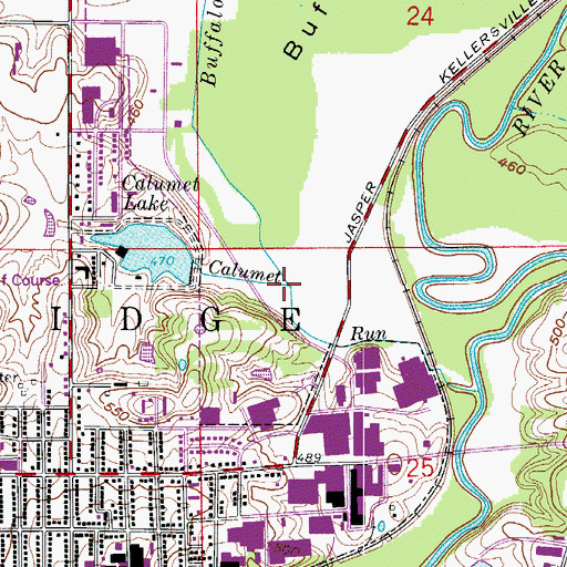 Topographic Map of Buffalo Stream, IN