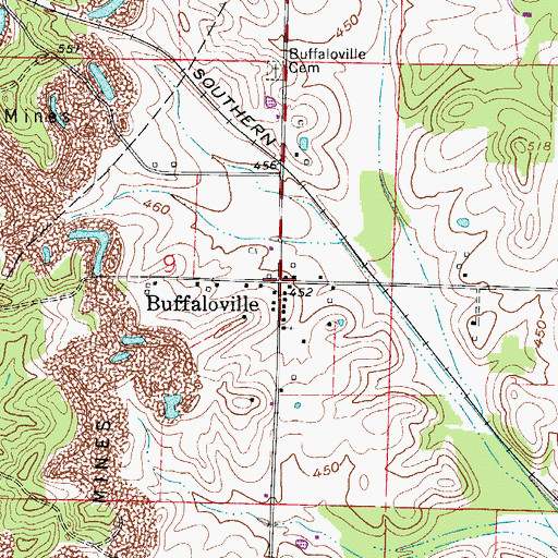 Topographic Map of Buffaloville, IN