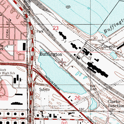 Topographic Map of Buffington, IN