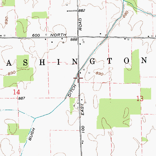 Topographic Map of Bugh Ditch, IN