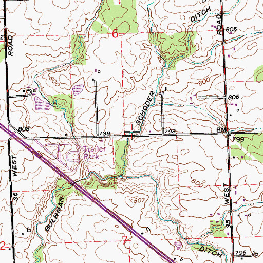 Topographic Map of Bulhman Schoder Ditch, IN