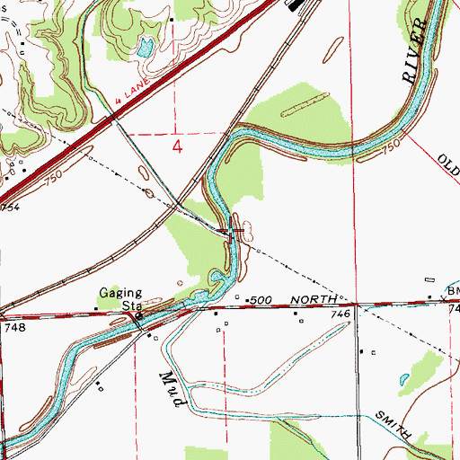 Topographic Map of Bull Creek, IN