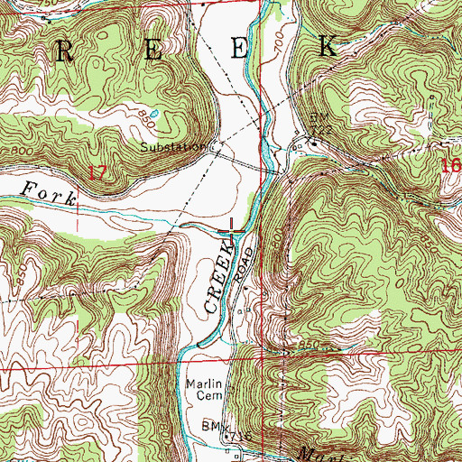 Topographic Map of Bull Fork, IN