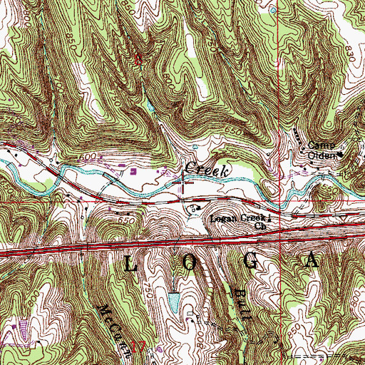 Topographic Map of Bull Run, IN