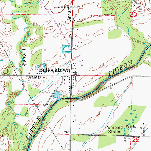 Topographic Map of Bullocktown, IN