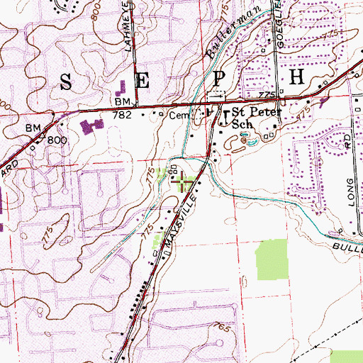 Topographic Map of Bullerman Branch, IN