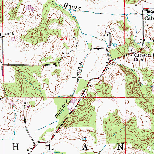 Topographic Map of Bullock Ditch, IN