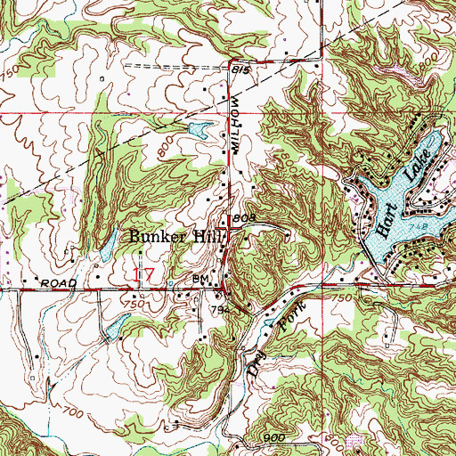 Topographic Map of Bunker Hill, IN