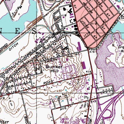 Topographic Map of Bunker Hill, IN