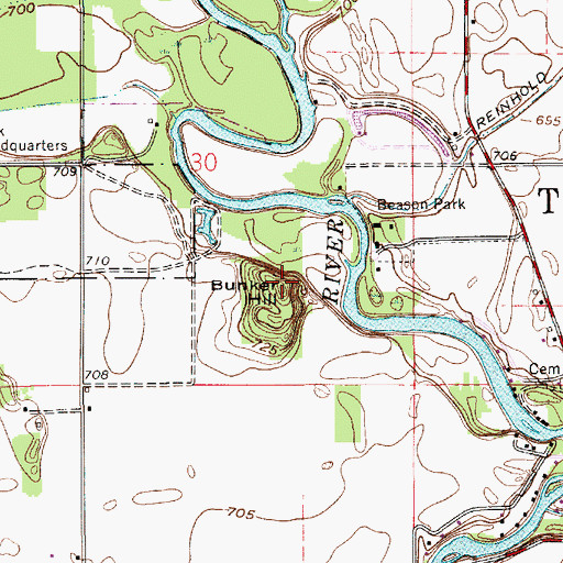 Topographic Map of Bunker Hill, IN