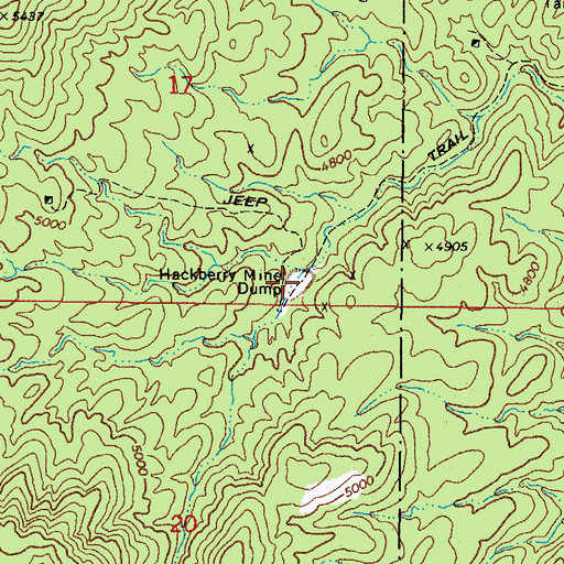 Topographic Map of Hackberry Mine Dump, AZ