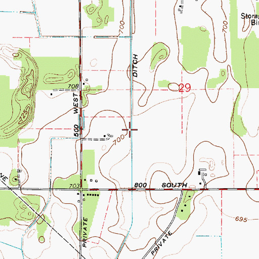 Topographic Map of Burbank Ditch, IN
