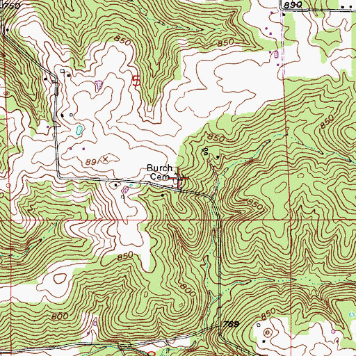Topographic Map of Burch Cemetery, IN