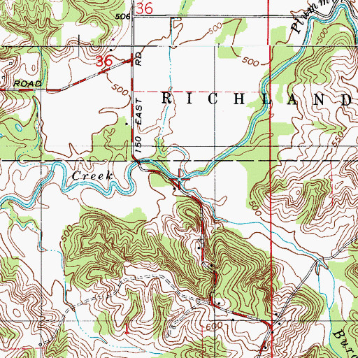 Topographic Map of Burcham Branch, IN