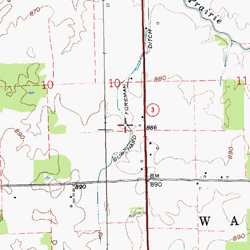 Topographic Map of Burchard Foreman Ditch, IN