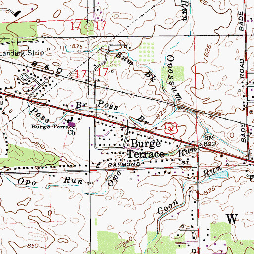 Topographic Map of Burge Terrace, IN