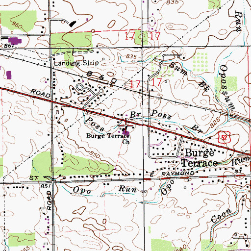 Topographic Map of Burge Terrace Independent Baptist Church, IN