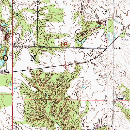 Topographic Map of Burger Cemetery, IN