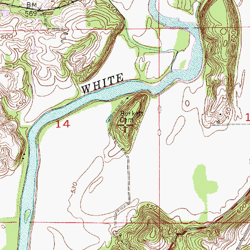 Topographic Map of Burkett Cemetery, IN