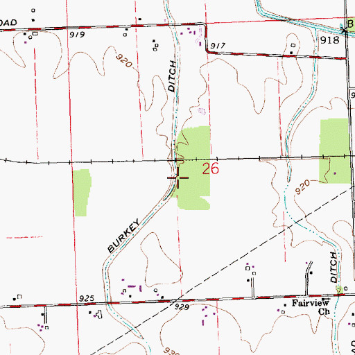 Topographic Map of Burkey Ditch, IN