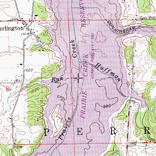 Topographic Map of Burlington Run, IN