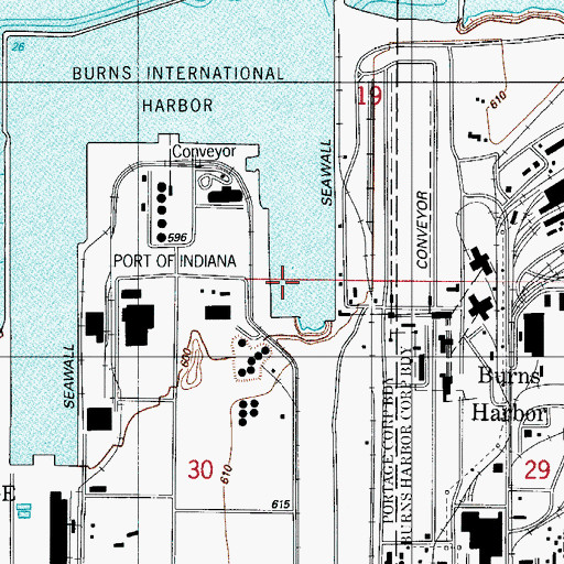 Topographic Map of Burns International Harbor, IN