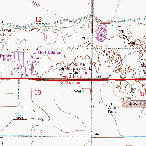Topographic Map of Ho Ho Kam Country Club, AZ