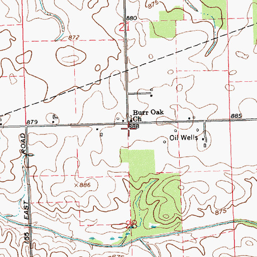 Topographic Map of Burr Oak Church, IN