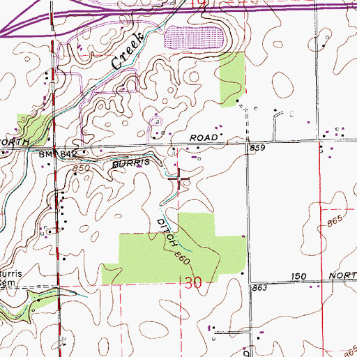 Topographic Map of Burris Ditch, IN