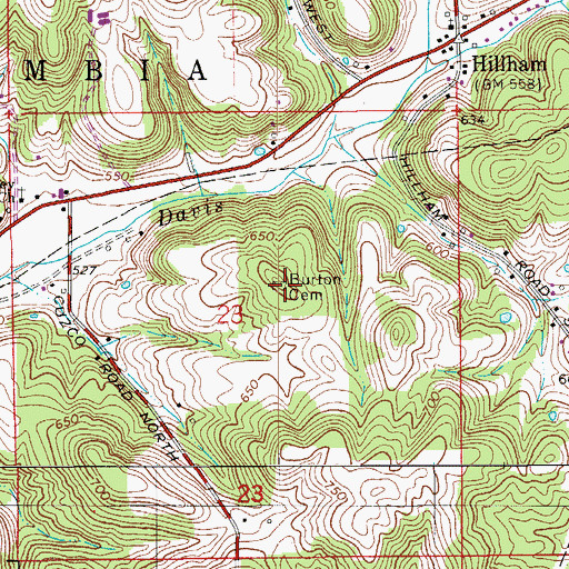 Topographic Map of Burton Cemetery, IN