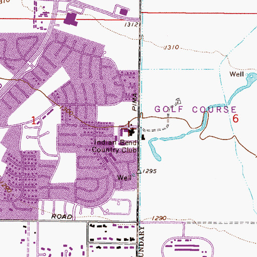 Topographic Map of Indian Bend Country Club, AZ