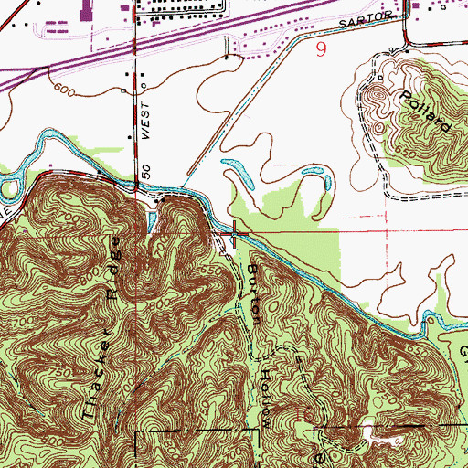 Topographic Map of Burton Hollow, IN