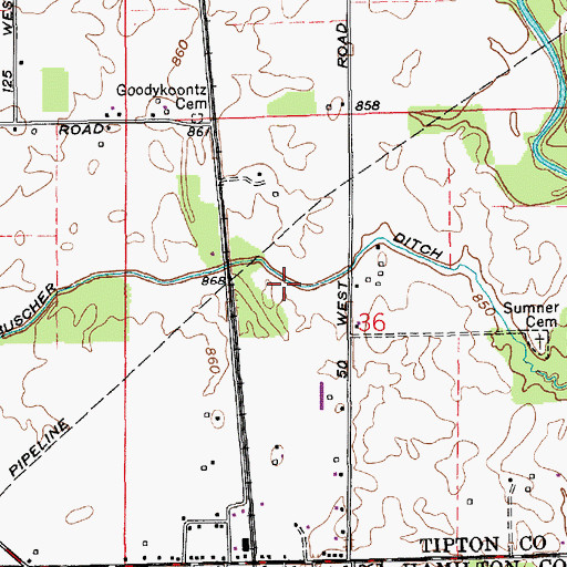 Topographic Map of Buscher Ditch, IN
