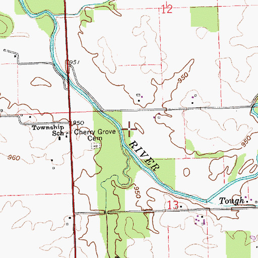 Topographic Map of Bush Creek, IN