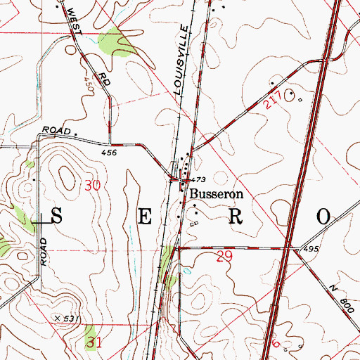 Topographic Map of Busseron, IN