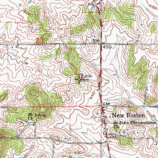 Topographic Map of Butler Cemetery, IN