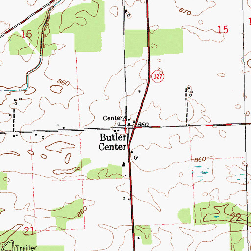 Topographic Map of Butler Center, IN