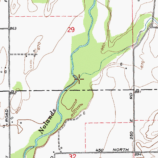 Topographic Map of Butlers Creek, IN