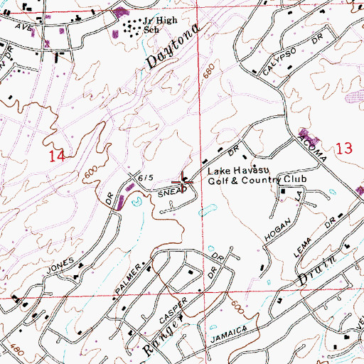 Topographic Map of Lake Harasu Golf Course, AZ