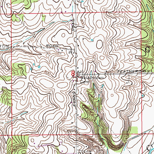 Topographic Map of Buttontown Cemetery, IN