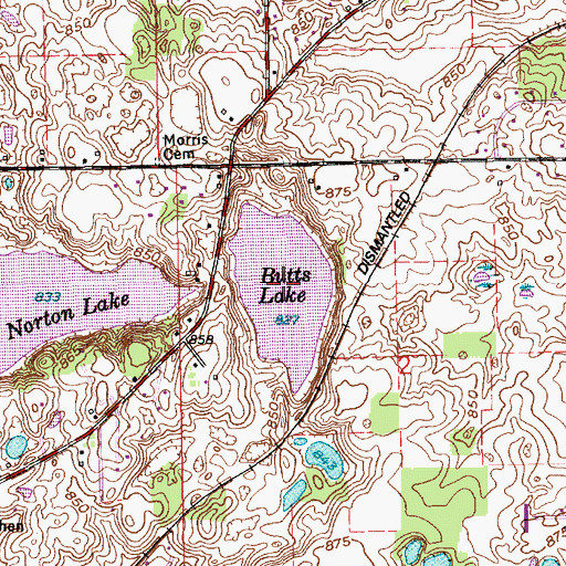 Topographic Map of Butts Lake, IN
