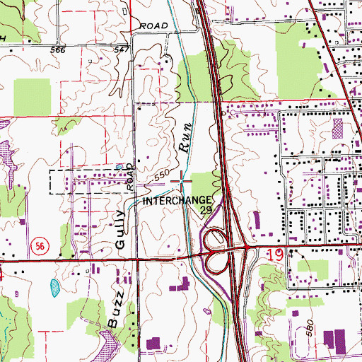 Topographic Map of Buzz Gully, IN