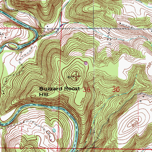 Topographic Map of Buzzard Roost Hill, IN